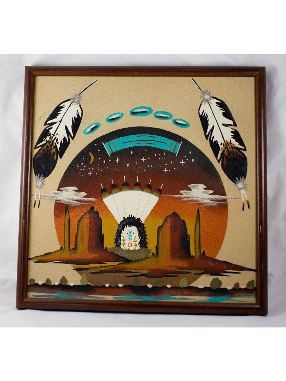 Wallace Watchman Sheep Springs NM Navajo Sand Painting The Talking God Framed
